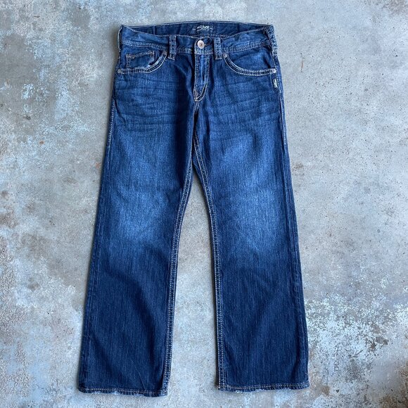 Silver Jeans Co. Men's Straight Boot Cut Jeans Size: 32x30 Faded Dark Indigo